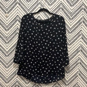 XL three quarter sleeve with button up silky blouse